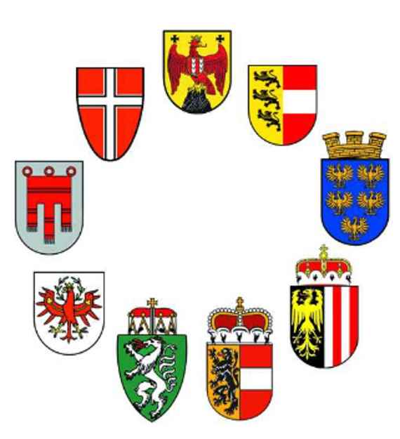 Abbildung der Wappen aller österreichischen Bundesländer